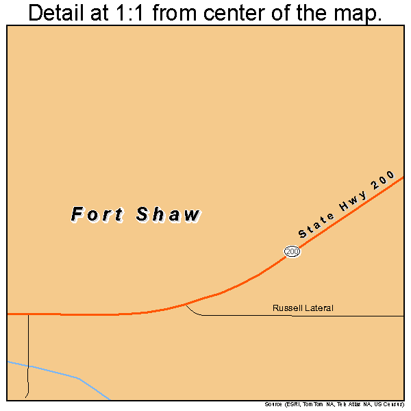Fort Shaw, Montana road map detail