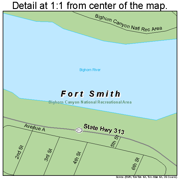 Fort Smith, Montana road map detail