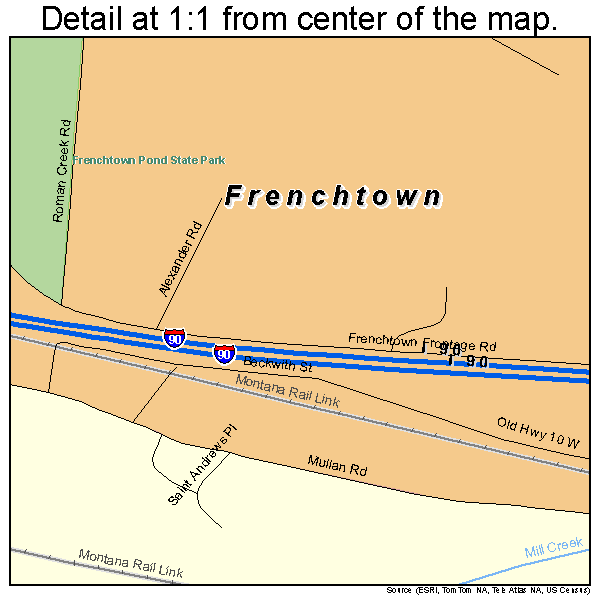 Frenchtown, Montana road map detail