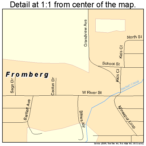 Fromberg, Montana road map detail