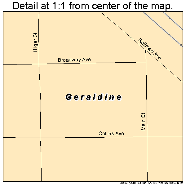 Geraldine, Montana road map detail