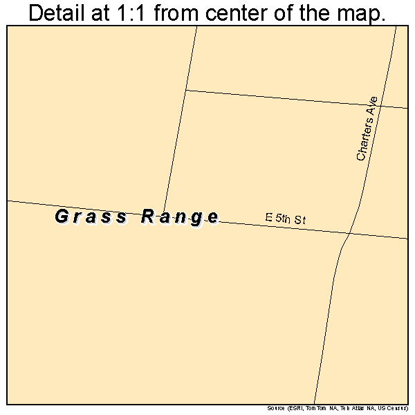 Grass Range, Montana road map detail