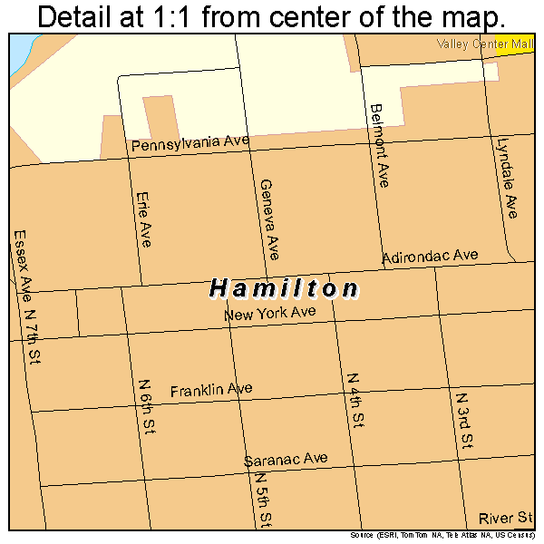 Hamilton, Montana road map detail