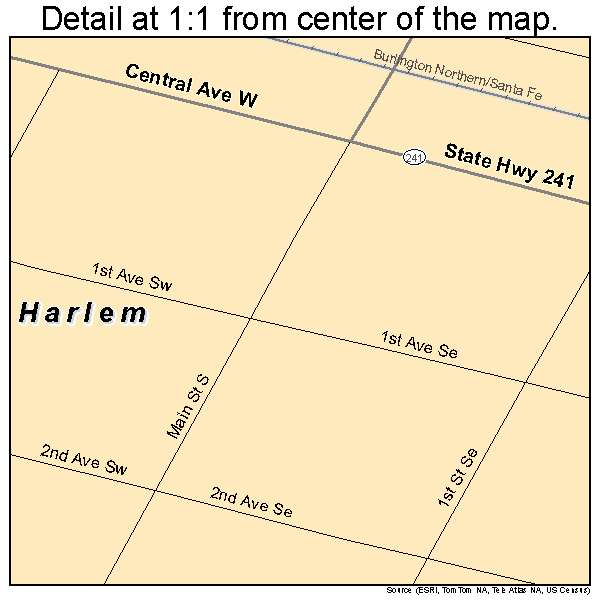 Harlem, Montana road map detail