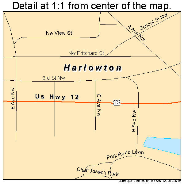 Harlowton, Montana road map detail