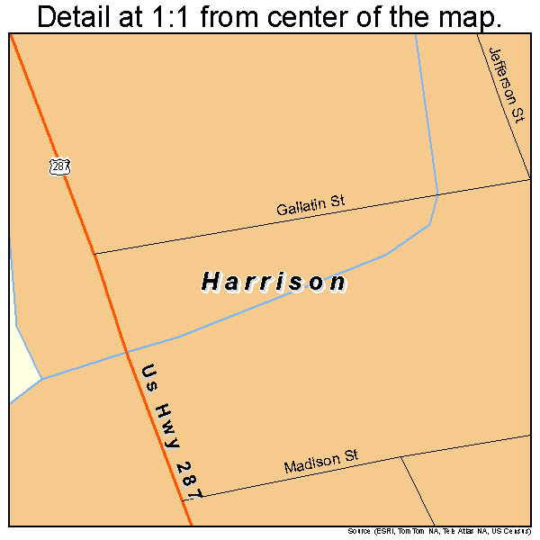 Harrison, Montana road map detail
