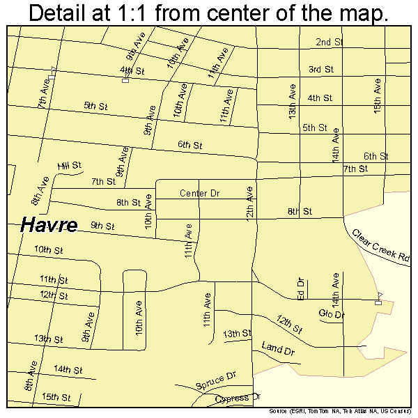 Havre, Montana road map detail