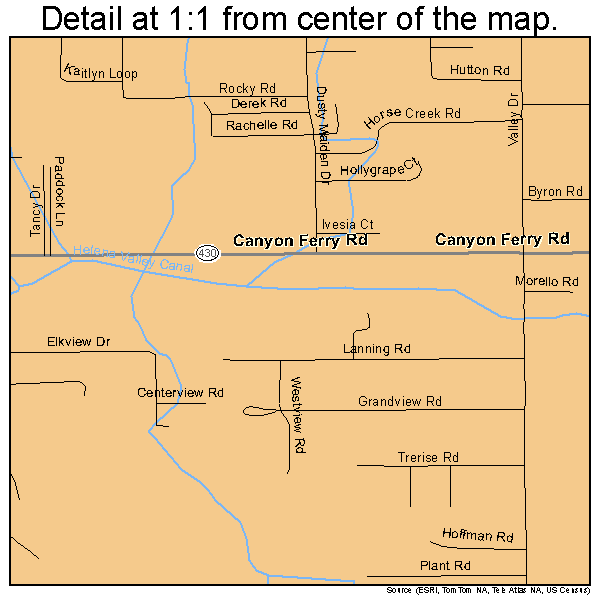 Helena Valley Southeast, Montana road map detail