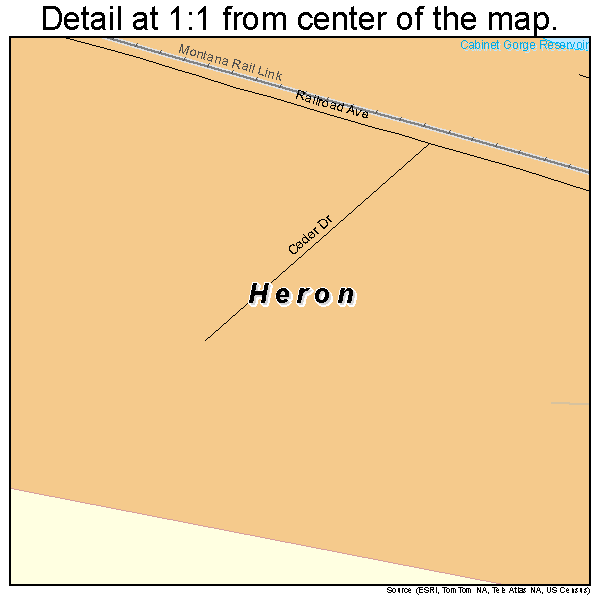 Heron, Montana road map detail