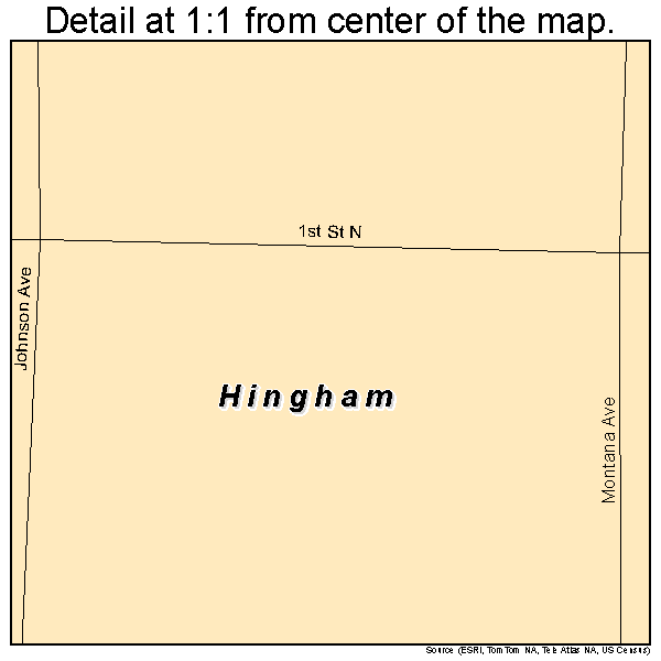 Hingham, Montana road map detail