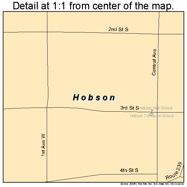 Hobson, Montana road map detail