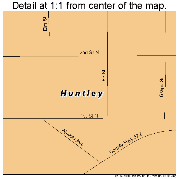 Huntley, Montana road map detail