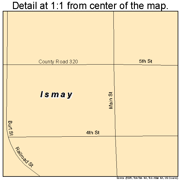 Ismay, Montana road map detail