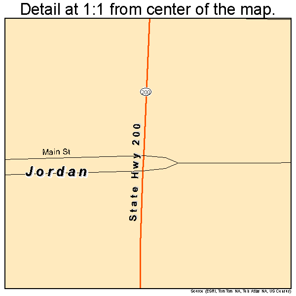 Jordan, Montana road map detail