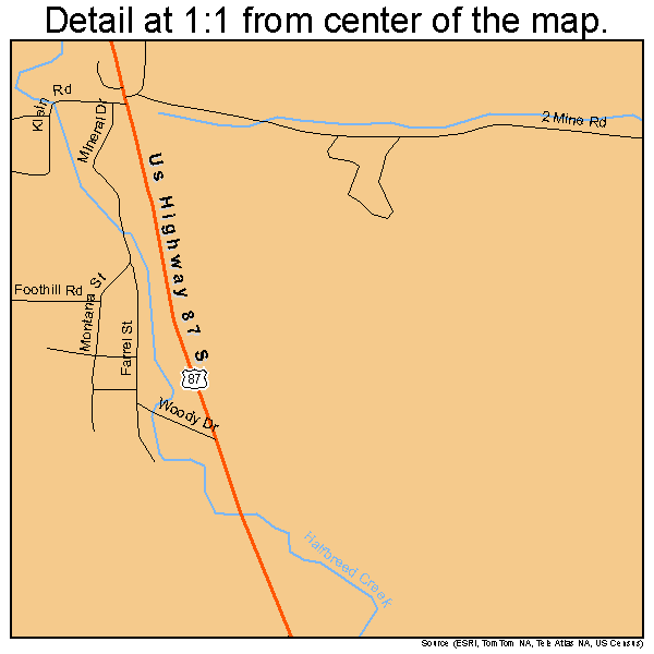Klein, Montana road map detail