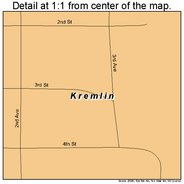 Kremlin, Montana road map detail
