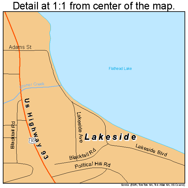 Lakeside, Montana road map detail