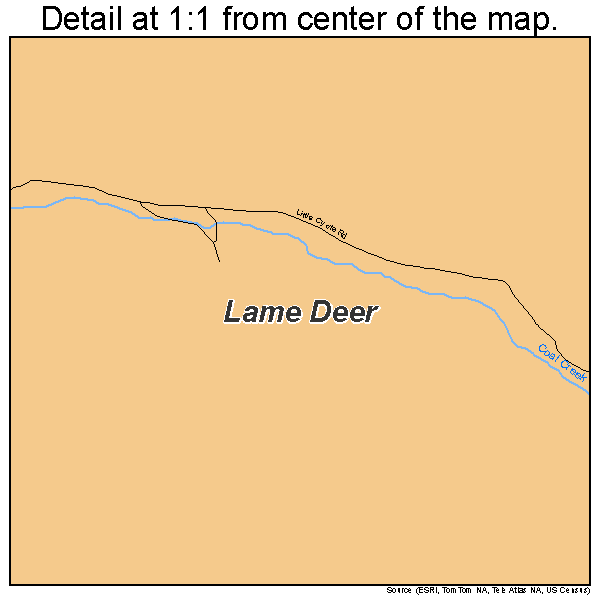 Lame Deer, Montana road map detail