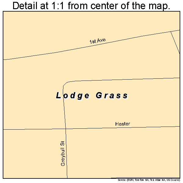 Lodge Grass, Montana road map detail