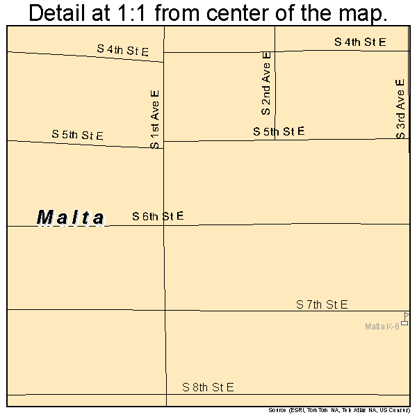 Malta, Montana road map detail
