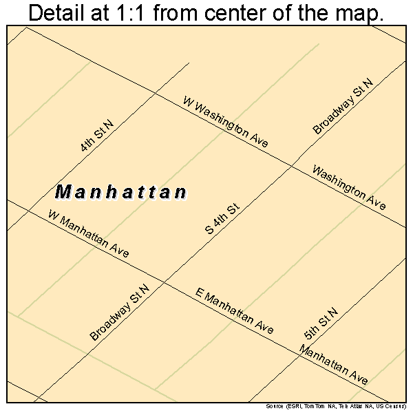 Manhattan, Montana road map detail