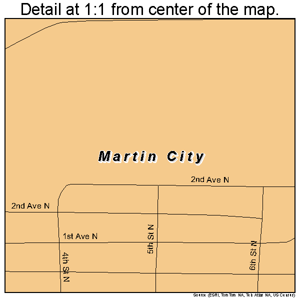 Martin City, Montana road map detail
