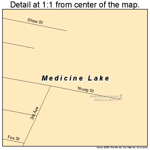 Medicine Lake, Montana road map detail