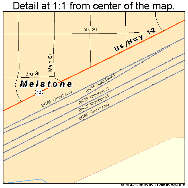 Melstone, Montana road map detail