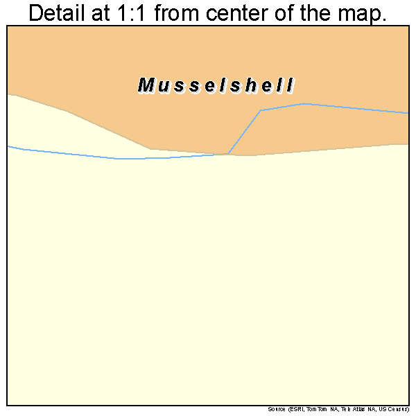 Musselshell, Montana road map detail