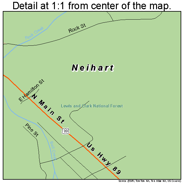 Neihart, Montana road map detail