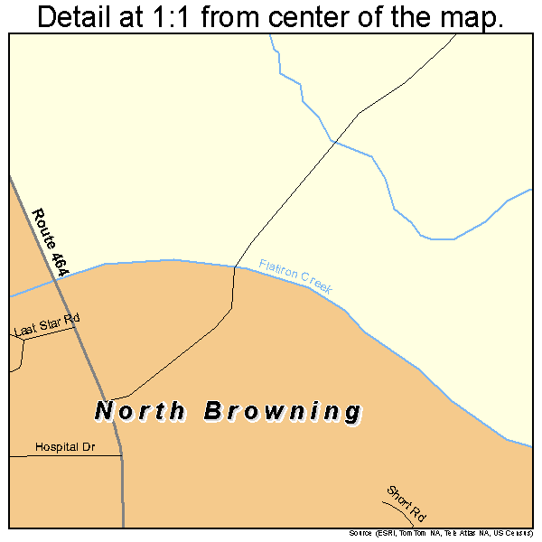 North Browning, Montana road map detail