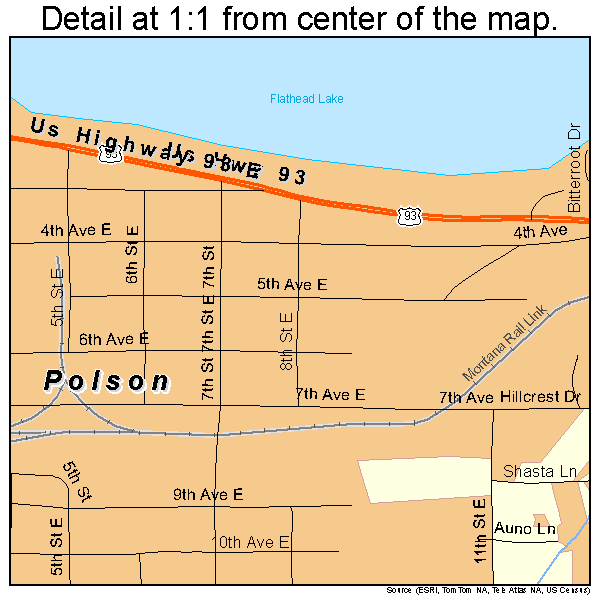 Polson, Montana road map detail