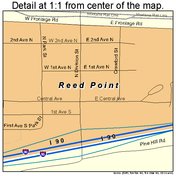 Reed Point, Montana road map detail