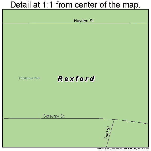 Rexford, Montana road map detail