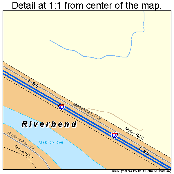Riverbend, Montana road map detail