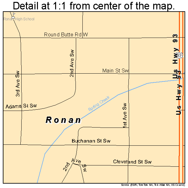Ronan, Montana road map detail