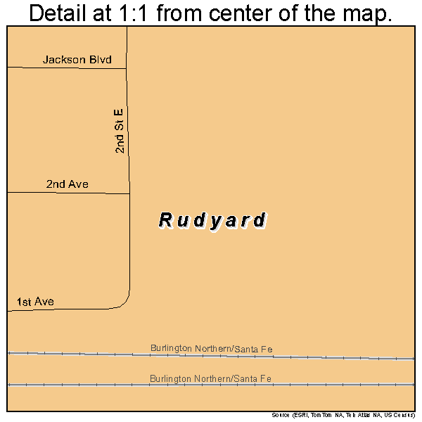 Rudyard, Montana road map detail