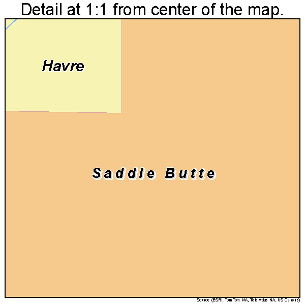 Saddle Butte, Montana road map detail