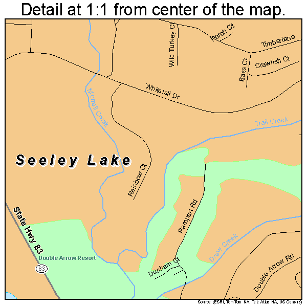 Seeley Lake, Montana road map detail