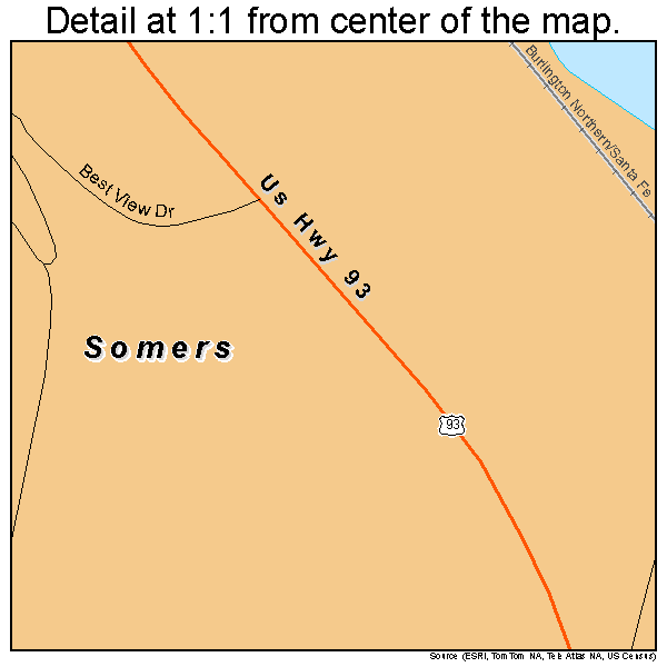 Somers, Montana road map detail