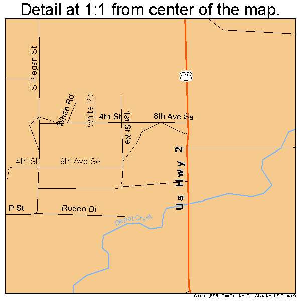 South Browning, Montana road map detail