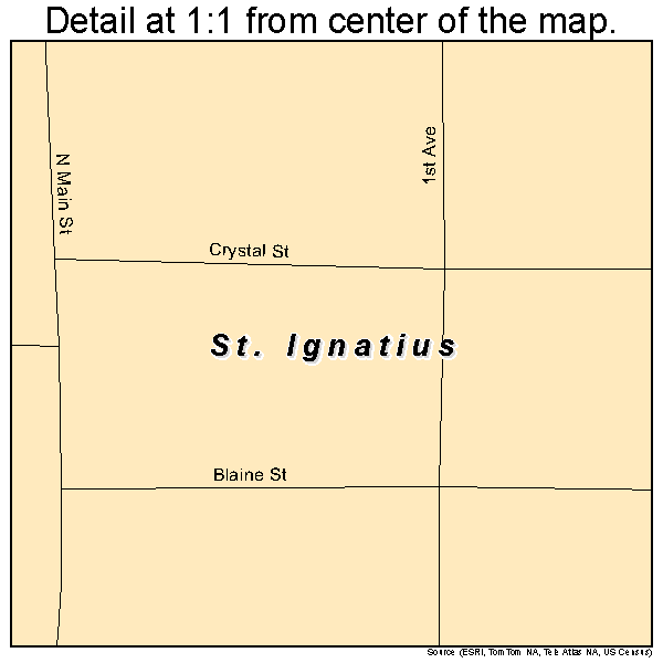 St. Ignatius, Montana road map detail