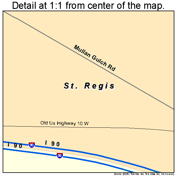 St. Regis, Montana road map detail