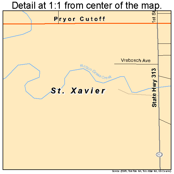 St. Xavier, Montana road map detail