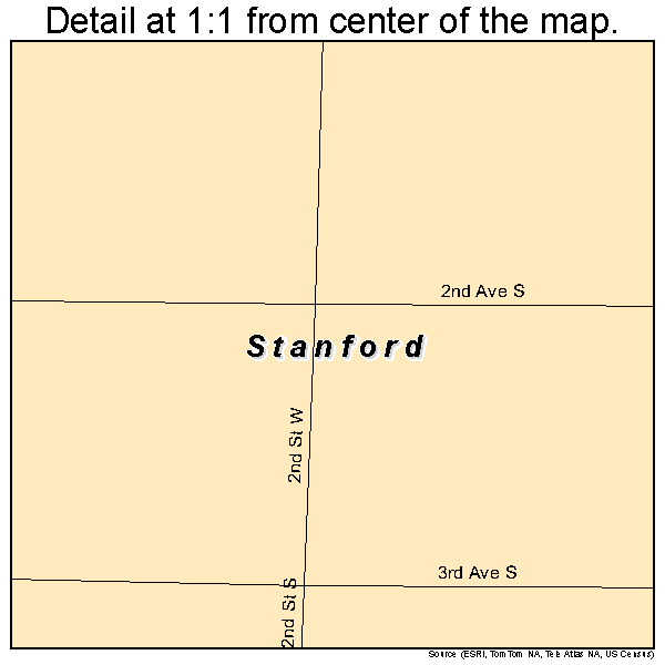 Stanford, Montana road map detail