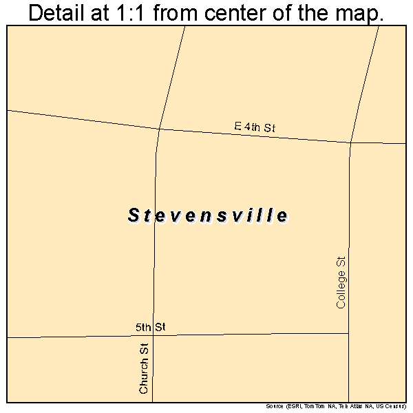 Stevensville, Montana road map detail