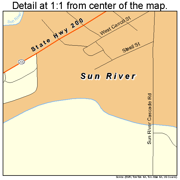 Sun River, Montana road map detail