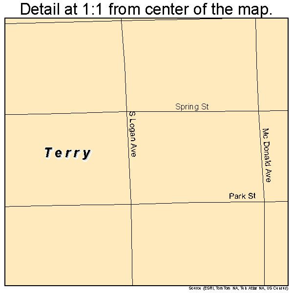 Terry, Montana road map detail