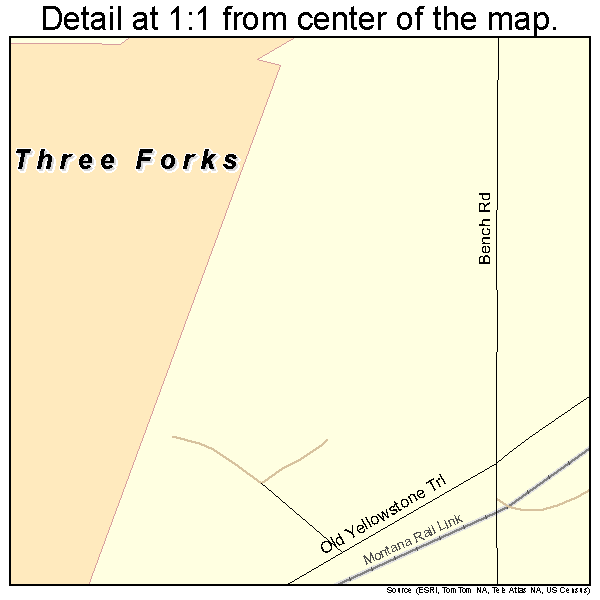 Three Forks, Montana road map detail