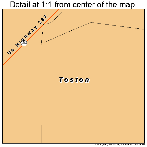 Toston, Montana road map detail